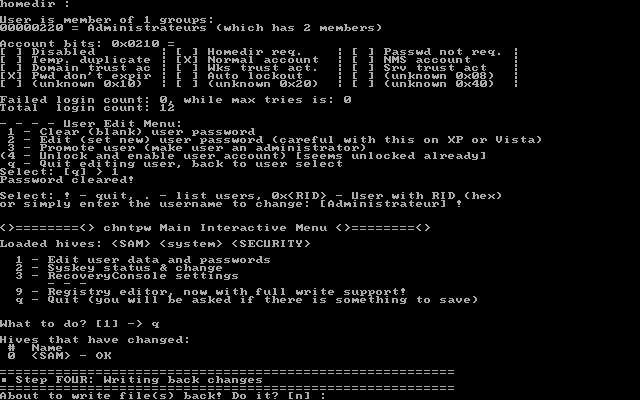 Offline NT Password & Registry Editor